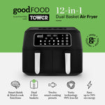 Good Food & Tower 8l 12in1 Dual Basket Air Fryer