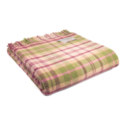 Tweedmill Cottage Pink Tartan Pure New Wool Throw